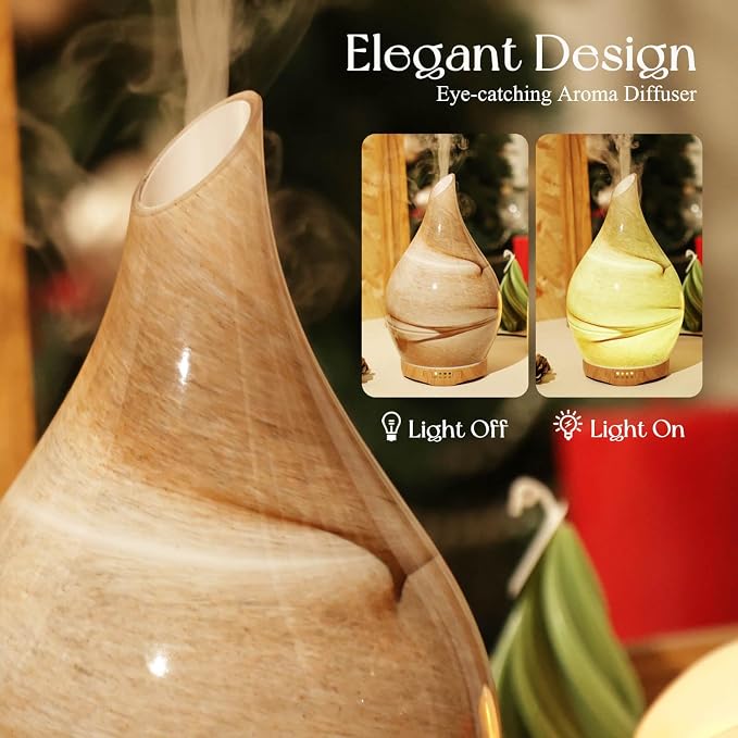 Porseme 280ml Essential Oil Diffuser Glass Color Changing Aroma Air Diffusers - Image 7
