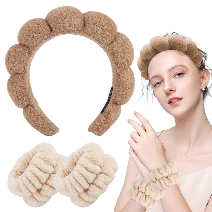 Zkptops Spa Headband for Washing Face Wristband Set Sponge Makeup Skincare - Image 8