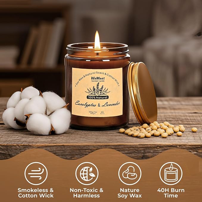 WEMEET 2 Pack Scented Candles Gift Set, Lavender Candles - Image 3
