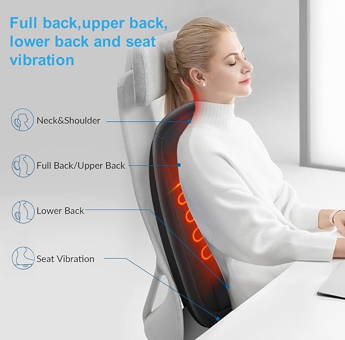 COMFIER Back Massager for Back Pain, Shiatsu Massage Chair Pad for Full Back - Image 2