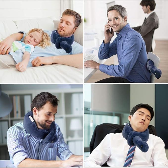 Travel Neck Pillow with Vibration Massage, Battery Operated Adjustable Airplane - Image 4