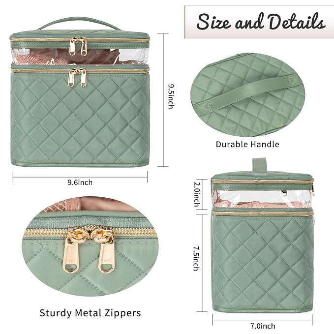 OCHEAL Large Makeup Bag, Double Layer Makeup Bag, Vertical Storage Cosmetic Case - Image 2