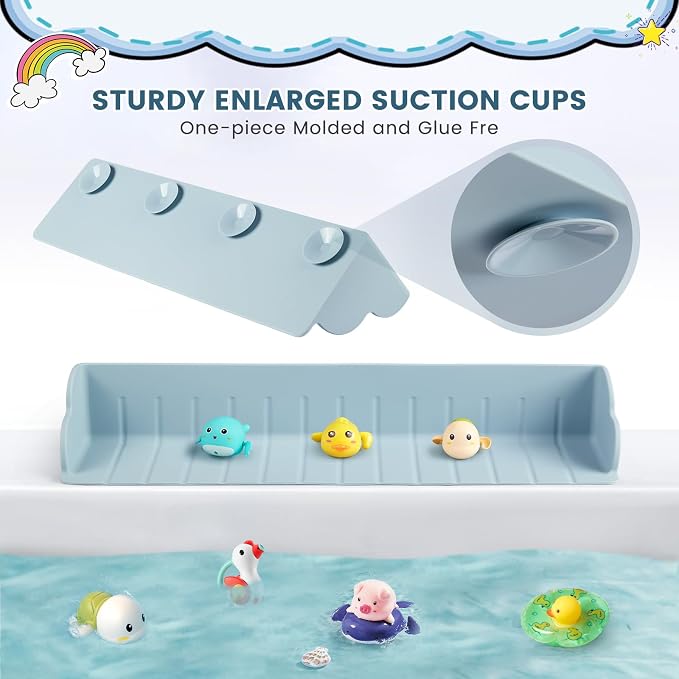 Bathtub Splash Guard for Tub, Silicone Bathtub Caddy Tray - Image 5