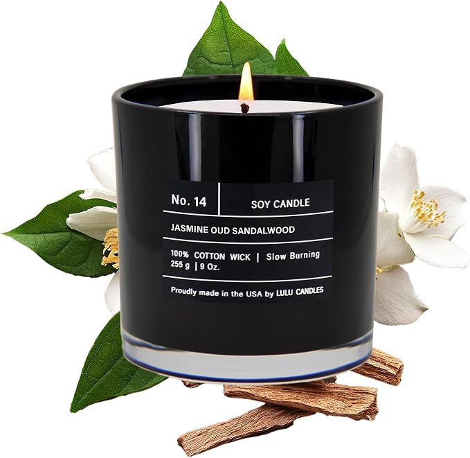 Lulu Candles | Jasmine, Oud & Sandalwood | Luxury Scented Soy Jar Candle | Hand by LULUCANDLES