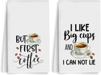 2PCS Coffee Kitchen Towels, Funny Farmhouse Rustic Reusable Absorbent Waffle by Unknown
