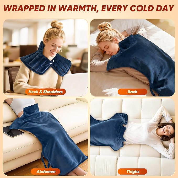 Heating Pad for Back Neck & Shoulders, 2.7lb Weighted Electric Graphene-Infused - Image 6