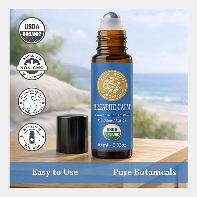 Silk Road Organic Breathe Calm Essential Oil Breathe Easy Blend Roll On - Image 4