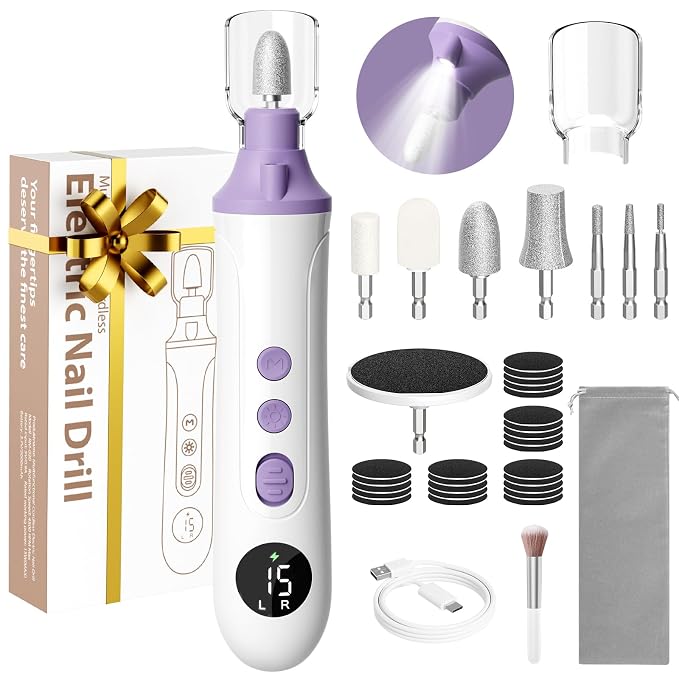 Professional Manicure Pedicure Kit, Cordless Electric Nail File by Ccigedy