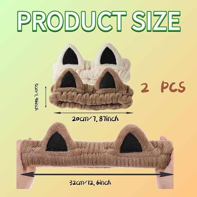 2 PCS Cute Cat Ear Spa Headband - Image 2