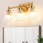 OCIOC 3-Light Bathroom Vanity Light, Modern Gold Wall Light Fixture by ocioc