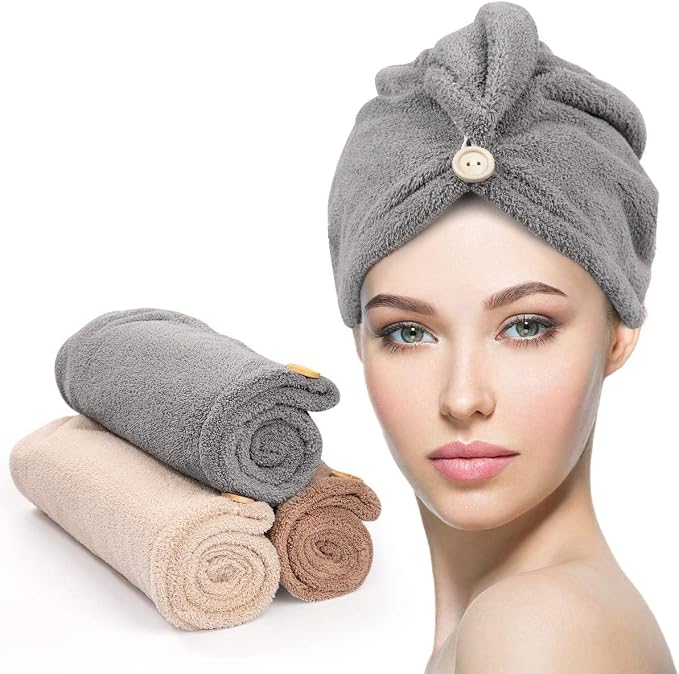 YFONG 3 Pack Hair Drying Towels, Hair Towel by YFONG