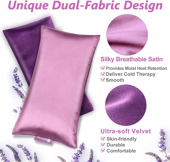 RelaxCoo Lavender Eye Pillow for Relaxation, Weighted Eye Mask Heated for - Image 2