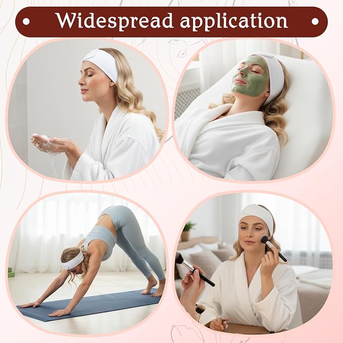 30 Pcs White Spa Headband, 23.6 x 3.3 Inch Soft Facial Headband Esthetician - Image 4