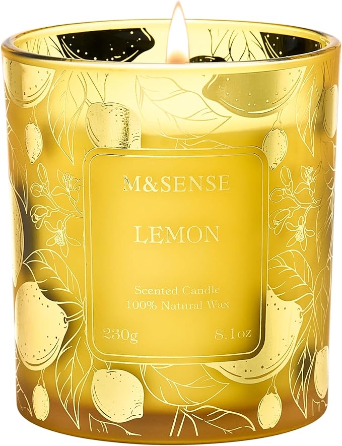 M&SENSE Lemon Vegan Soy Candles, Non Toxic 8.1oz 42-Hour Long Burning, Winter by MSENSE