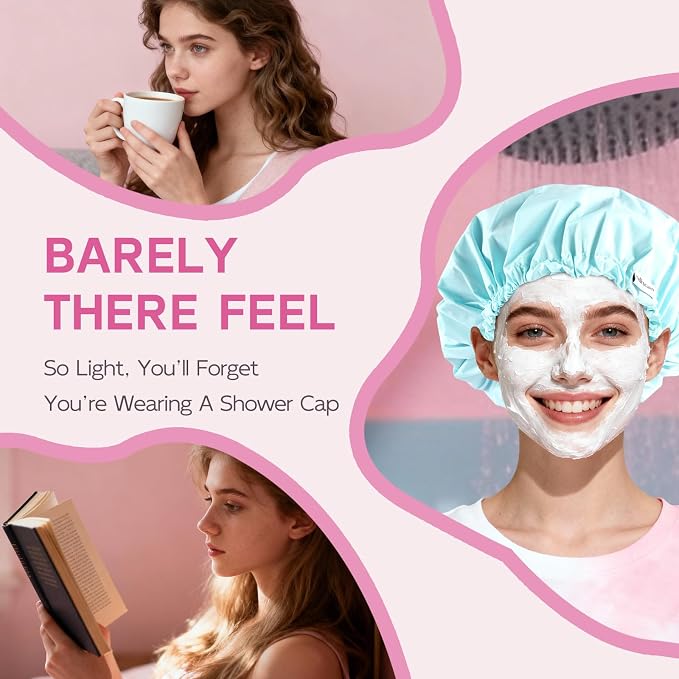 Years Calm Shower Cap for Women Waterproof Reusable – 27g Ultra Lightweight - Image 5