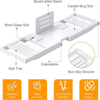 Bathtub Tray Caddy, Premium Bamboo Expandable Bath Tub Trays Table, Foldable - Image 5