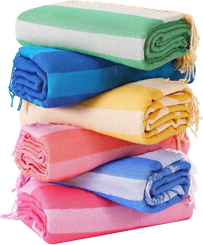 Genovega 6 Packs Oversized Turkish Beach Bath Towel Set Bulk 74"x38" Extra by genovega
