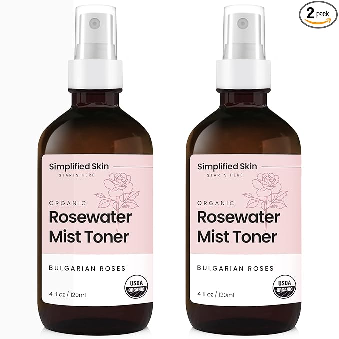 Organic Rose Water Spray for Face & Hair – Pure Rosewater Toner – Refreshing by SimplifiedSkin