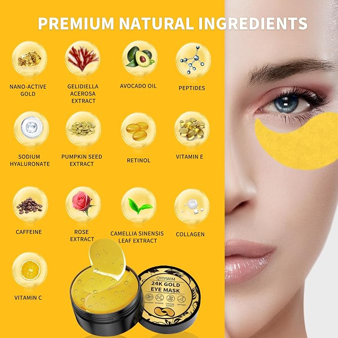 Qyiywim Under Eye Patches 70PCS, 24K Gold Eye Patches - Image 3