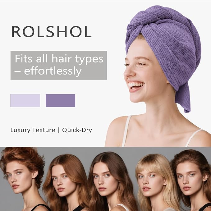 ROLSHOL 2 Pack Microfiber Hair Towel Wrap - Image 6