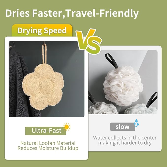 Travel Loofah Made from Real Egyptian Shower Loofah Spong Natural, Exfoliating - Image 4