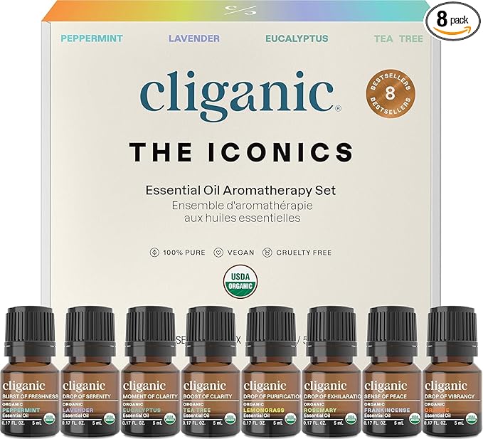 Cliganic Organic Aromatherapy Essential Oils Gift Set, 100% Pure by Cliganic