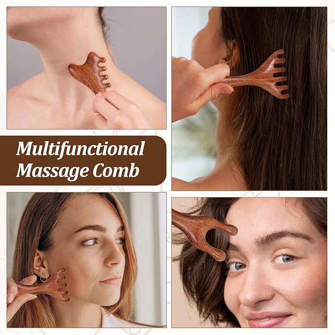 3 Pack Wooden Massager Comb Gua Sha Scraping Massages 6 Claws Meridian Massager - Image 7