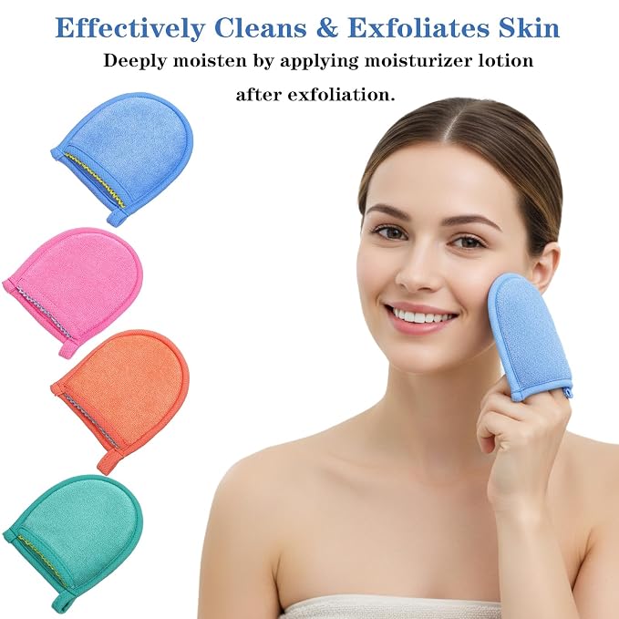 4 PCS Exfoliating Gloves, Exfoliating Facial Scrubber Mitt Facial Scrub Mitts - Image 6