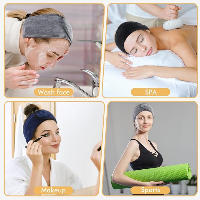 SINLAND Spa Headband for Women Ultra Soft Adjustable Makeup Hair Band - Image 4