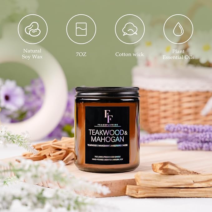 Teakwood & Mahogany Candle, Scented Candle - Image 4