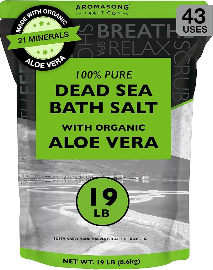 Aromasong Dead Sea Salt with Organic Aloe Vera, Spa Bath Salts, 19 Lbs Fine by Aromasong