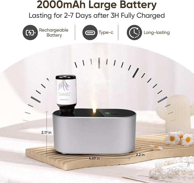 Lecdura Waterless Diffuser for Essential Oil, Battery Operated Scent Air - Image 4