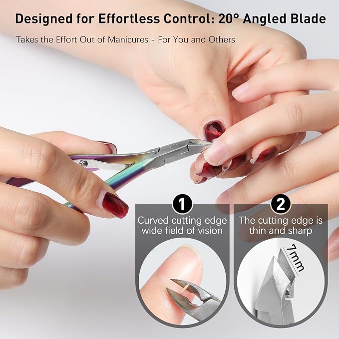 Precision Cuticle Nippers Trimmer Set, Double Spring Cuticle Remover Pusher - Image 2