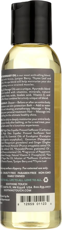 Soothing Touch Peppermint Rosemary Organic Bath, Body & Massage Oil, 4 Fl Oz - Image 2