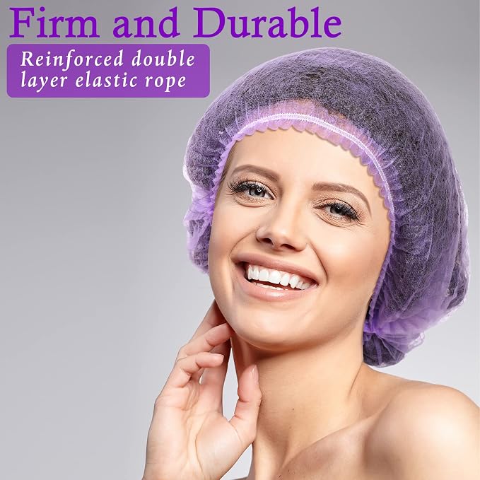 100 Pcs Disposable Nonwoven Bouffant Caps 21 Inch Hair Net Elastic Cap Hair - Image 5