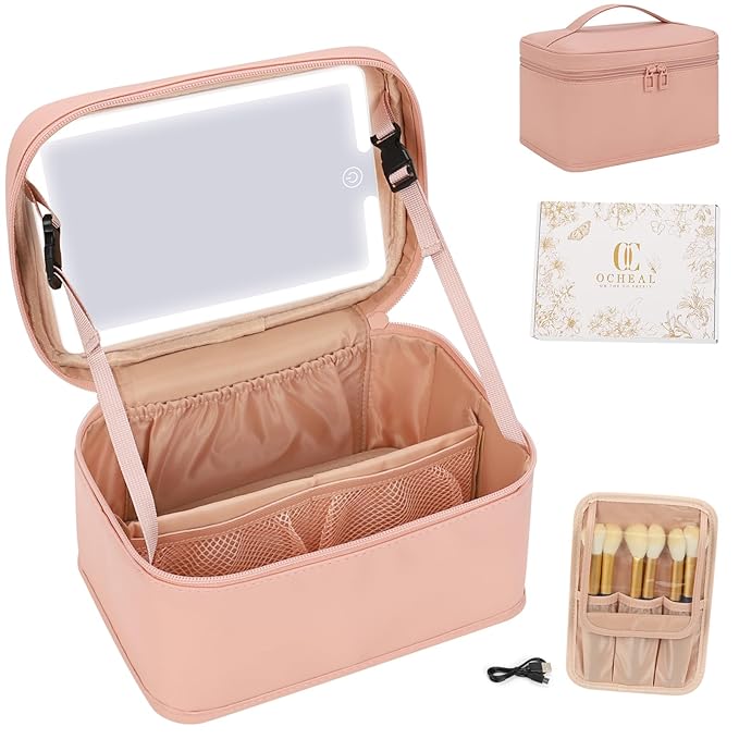 Makeup Bag With LED Mirror, Lightweight Travel Makeup Bag With 3 Color Setting - Image 8