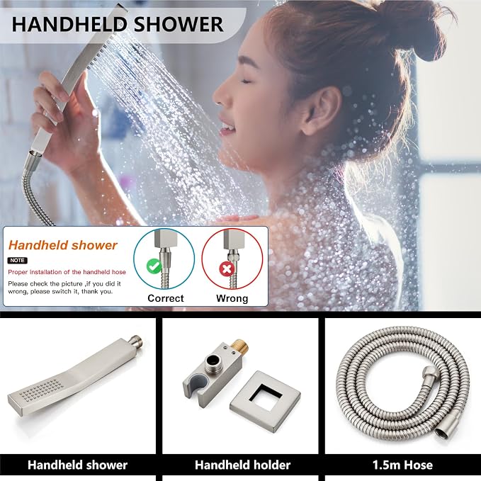 Midanya Shower System with Tub Spout, Bathtub Shower Faucet Set with Square - Image 7
