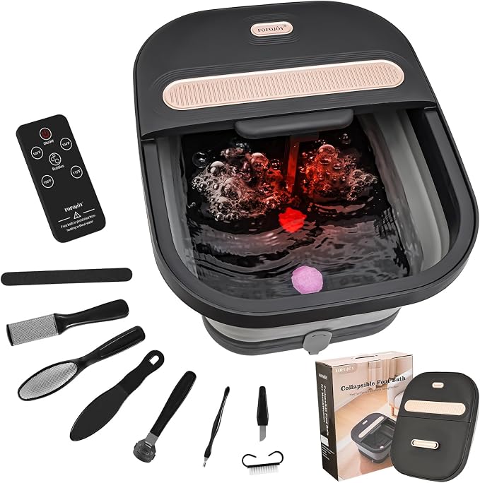 Collapsible Foot Spa Bath with Massager and Heat and Bubble Jets, Temperature by FOFOJ%C3%94Y