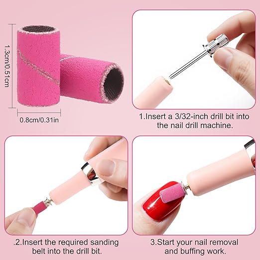 190 Pcs Sanding Bands for Nail Drill, 80/120/180/240 Grits Nail Sanding Bands - Image 5