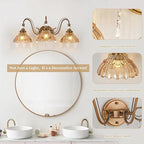 Vintage Bathroom Vanity Light, 3-Light Matte Antique Brass Finish Wall Sconce - Image 4