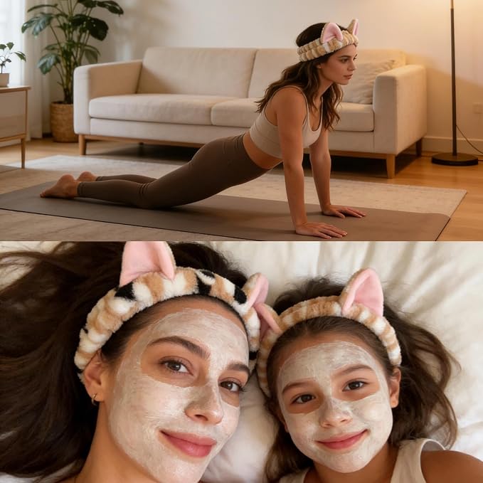 2 PCS Cute Cat Ear Spa Headband - Image 5