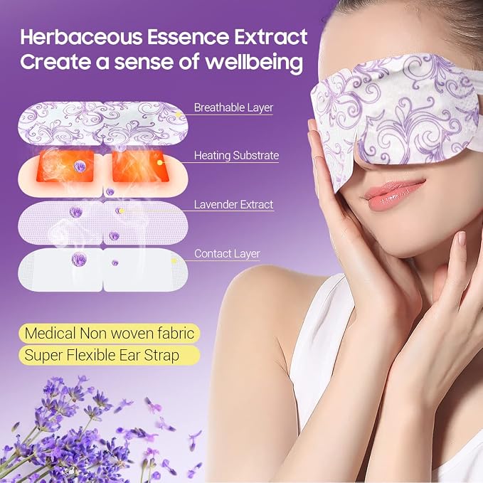 16 Packs Steam Eye Masks for Dry Eyes, Lavender Heated Eye Mask, Relief Tired - Image 5
