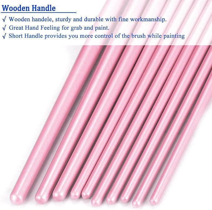 BOSOBO Paint Brushes Set, 10 Pieces Round Pointed Tip Paintbrushes Nylon Hair - Image 4