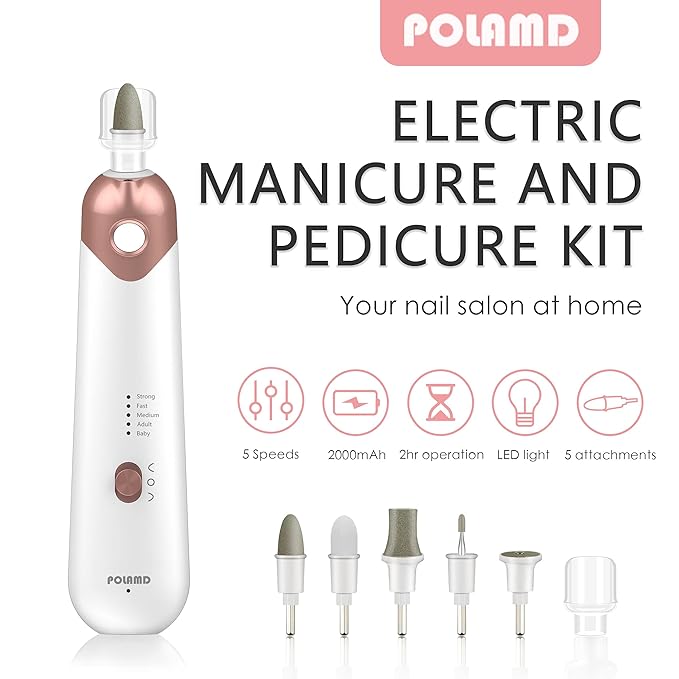 Professional Manicure Pedicure Kit, Electric Nail File Set, Cordless Electric - Image 2