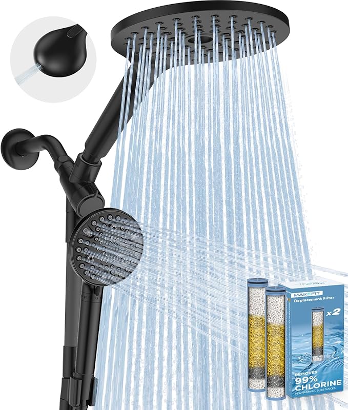 MakeFit Dual Filtered Rain Shower Head Combo, High Pressure Handheld Shower Head by MakeFit