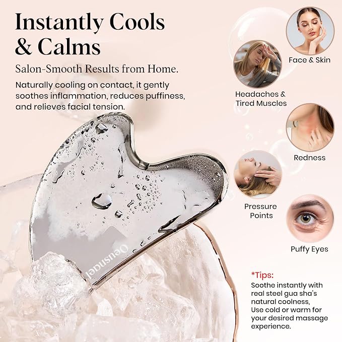 Stainless Steel Gua Sha Facial Tools, Lymphatic Drainage Massager - Image 4
