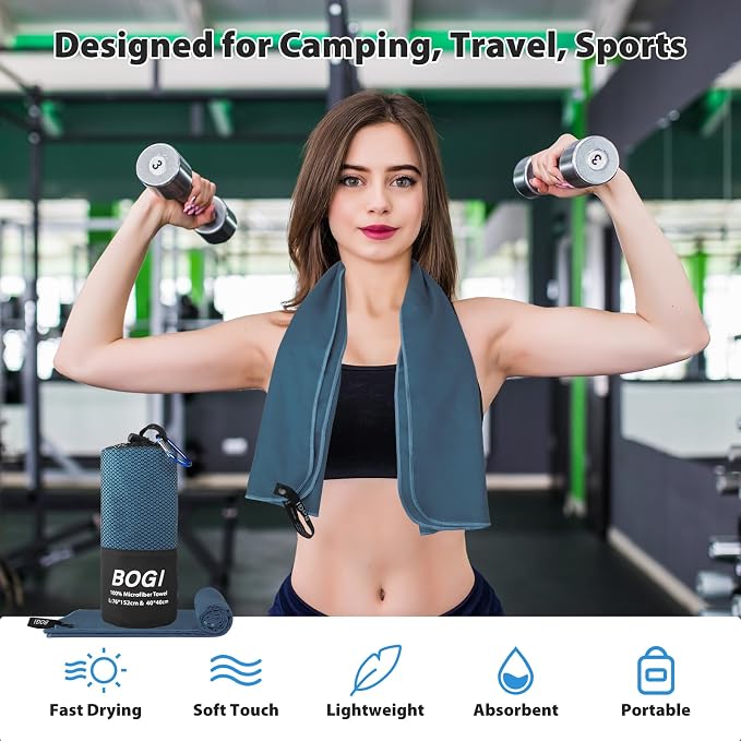 BOGI 4 Pack Microfiber Travel Sports Towel-Quick Dry Towel, Soft Lightweight - Image 5