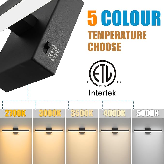 Black Bathroom Vanity Light 23.6 inch, 20W Dimmable 5CCT LED Modern Bathroom - Image 3