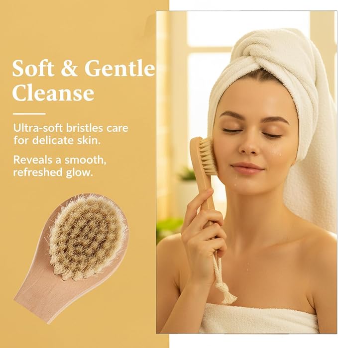 Dry Brush Set-4 Packs Natural Boar Bristle Dry Brushing Body Brush Exfoliating - Image 5