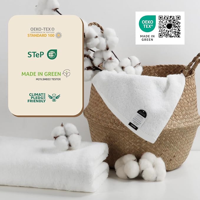 SEMAXE 4 Piece White Bath Towel Set - Image 3